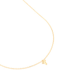 Waterproof Gold Plated Stainless Steel Mini Bubble Letter T Necklace - link has visual effect only