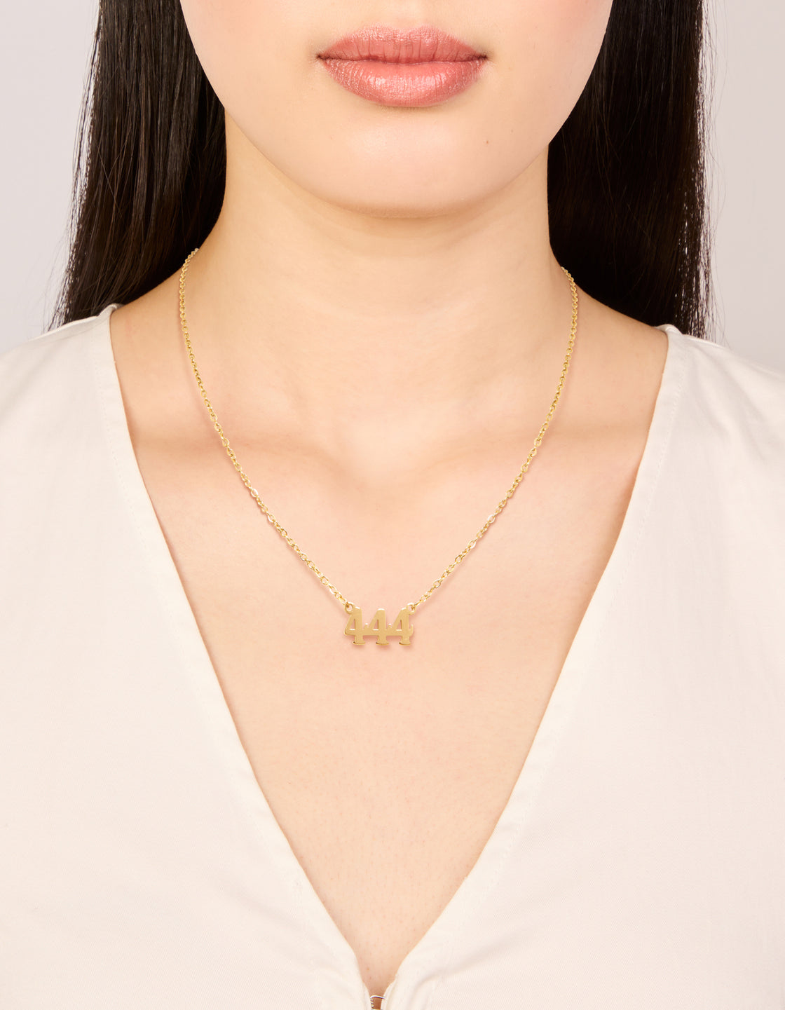 Waterproof Gold Plated Stainless Steel Angel Number 444 Necklace