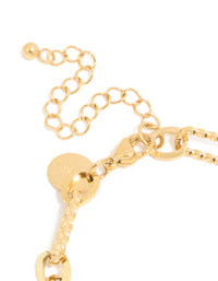 Waterproof Gold Plated Stainless Steel Multi-Link Chain Bracelet - link has visual effect only