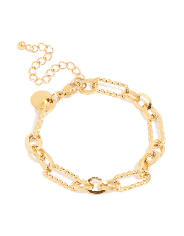 Waterproof Gold Plated Stainless Steel Multi-Link Chain Bracelet