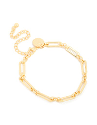 Waterproof Gold Plated Stainless Steel Open Oval Link Bracelet - link has visual effect only