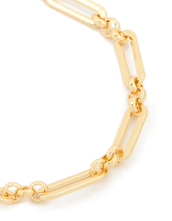Waterproof Gold Plated Stainless Steel Open Oval Link Bracelet
