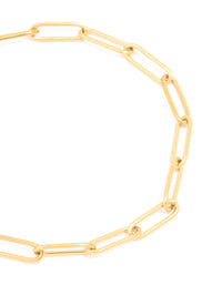 Waterproof Gold Plated Stainless Steel Open Oval Link Chain Bracelet - link has visual effect only