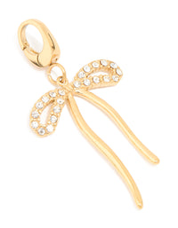 Waterproof Gold Plated Stainless Steel Pavé Cubic Zirconia Bow Charm - link has visual effect only