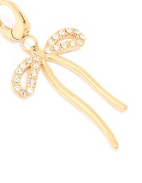 Waterproof Gold Plated Stainless Steel Pavé Cubic Zirconia Bow Charm - link has visual effect only