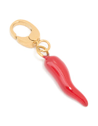 Waterproof Gold Plated Stainless Steel Red Chilli Charm - link has visual effect only