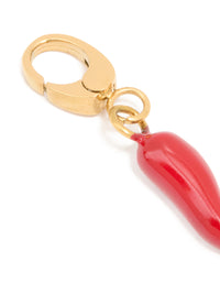 Waterproof Gold Plated Stainless Steel Red Chilli Charm - link has visual effect only