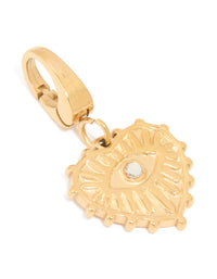 Waterproof Gold Plated Stainless Steel Heart & Evil Eye Charm - link has visual effect only