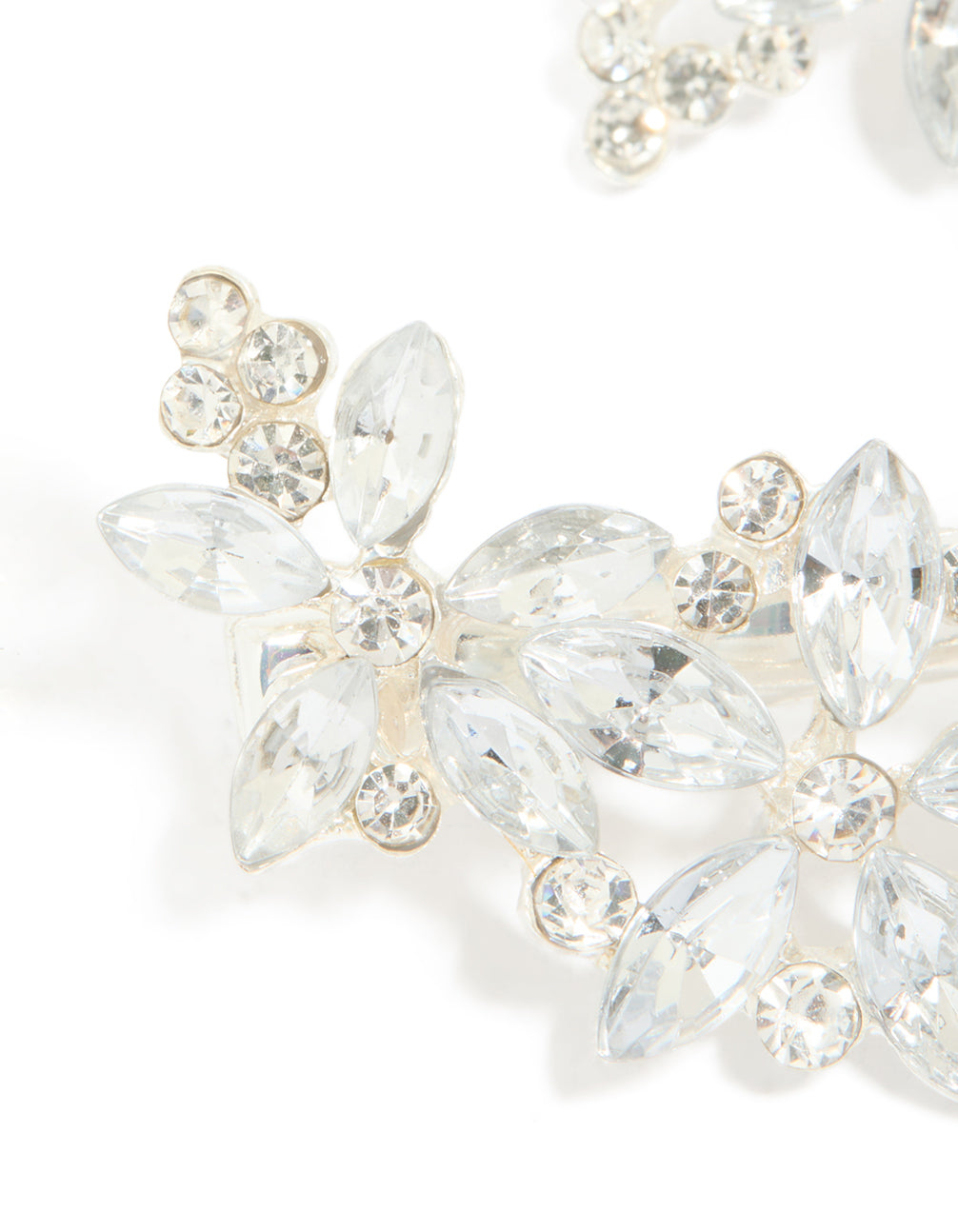 Silver Diamante Flower Clips 2-Pack