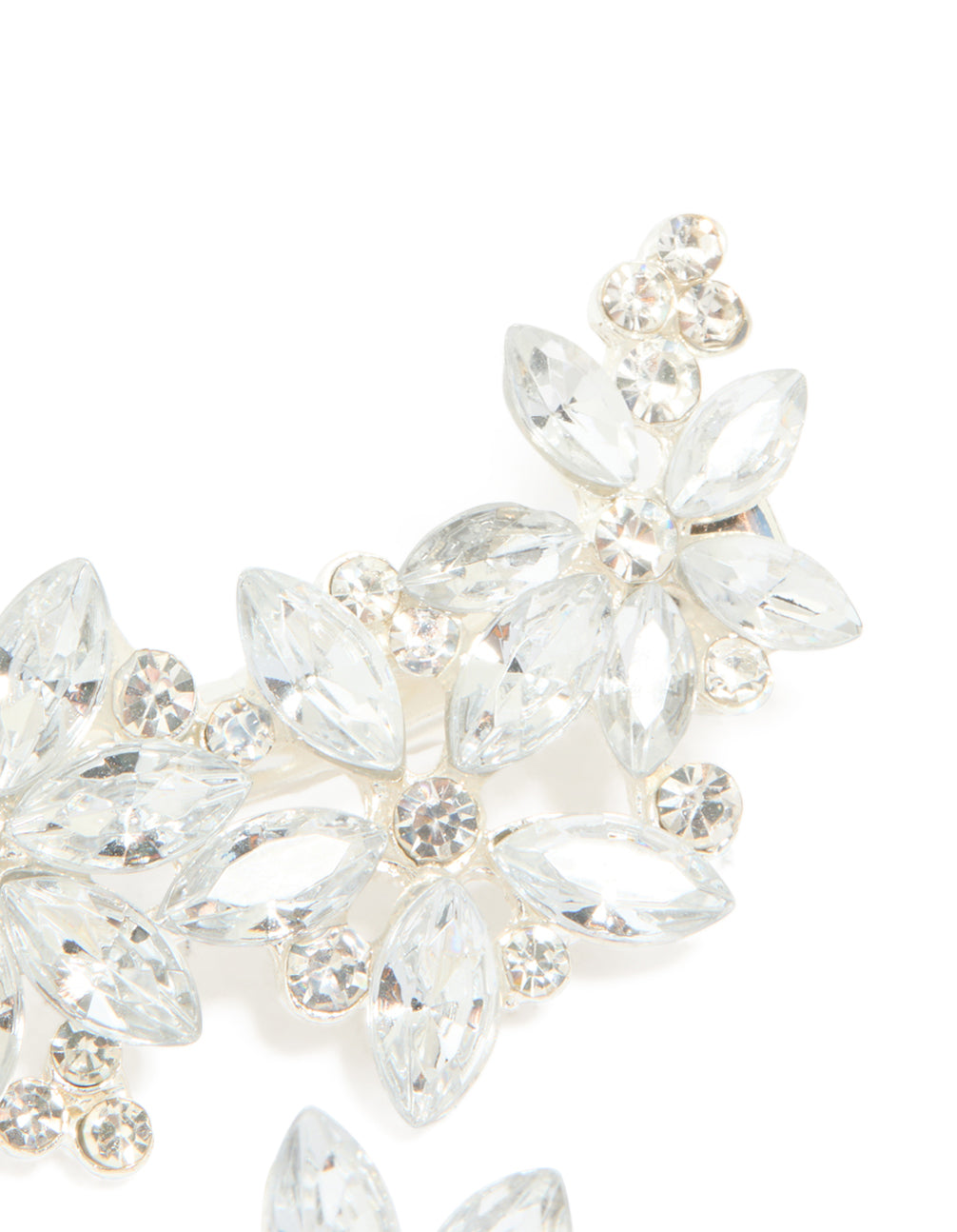 Silver Diamante Flower Clips 2-Pack