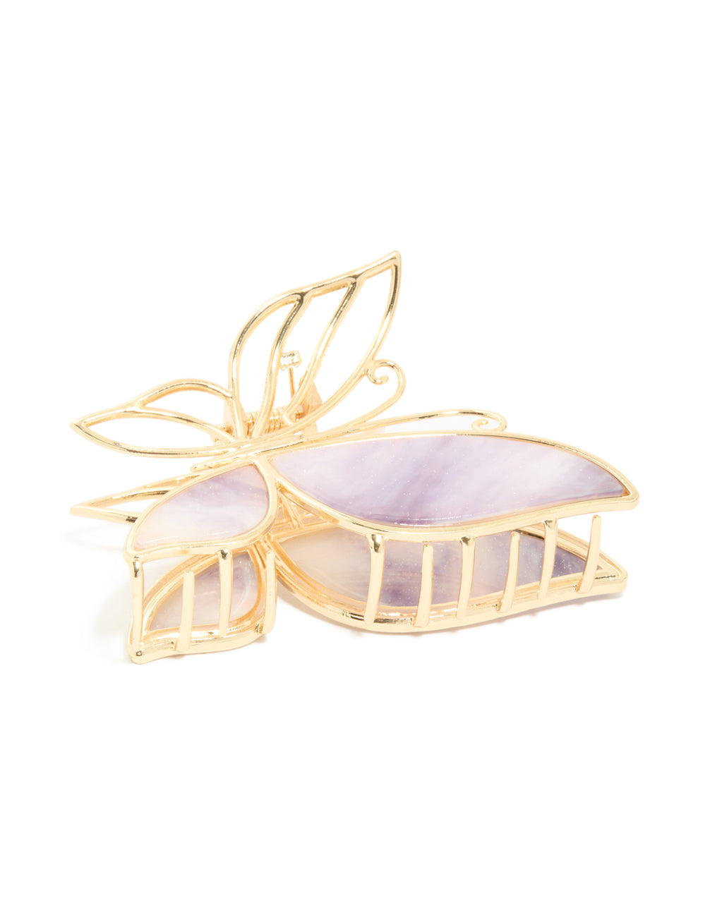 Gold Purple Acrylic Butterfly Outline Claw Clip