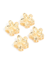 Gold Mini Frangipani Flower Claw Clips 4-Pack - link has visual effect only