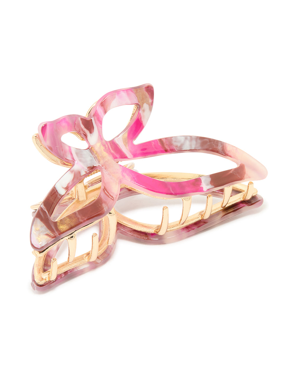 Gold pINK & Purple Acrylic Outlined Butterfly Claw Clip