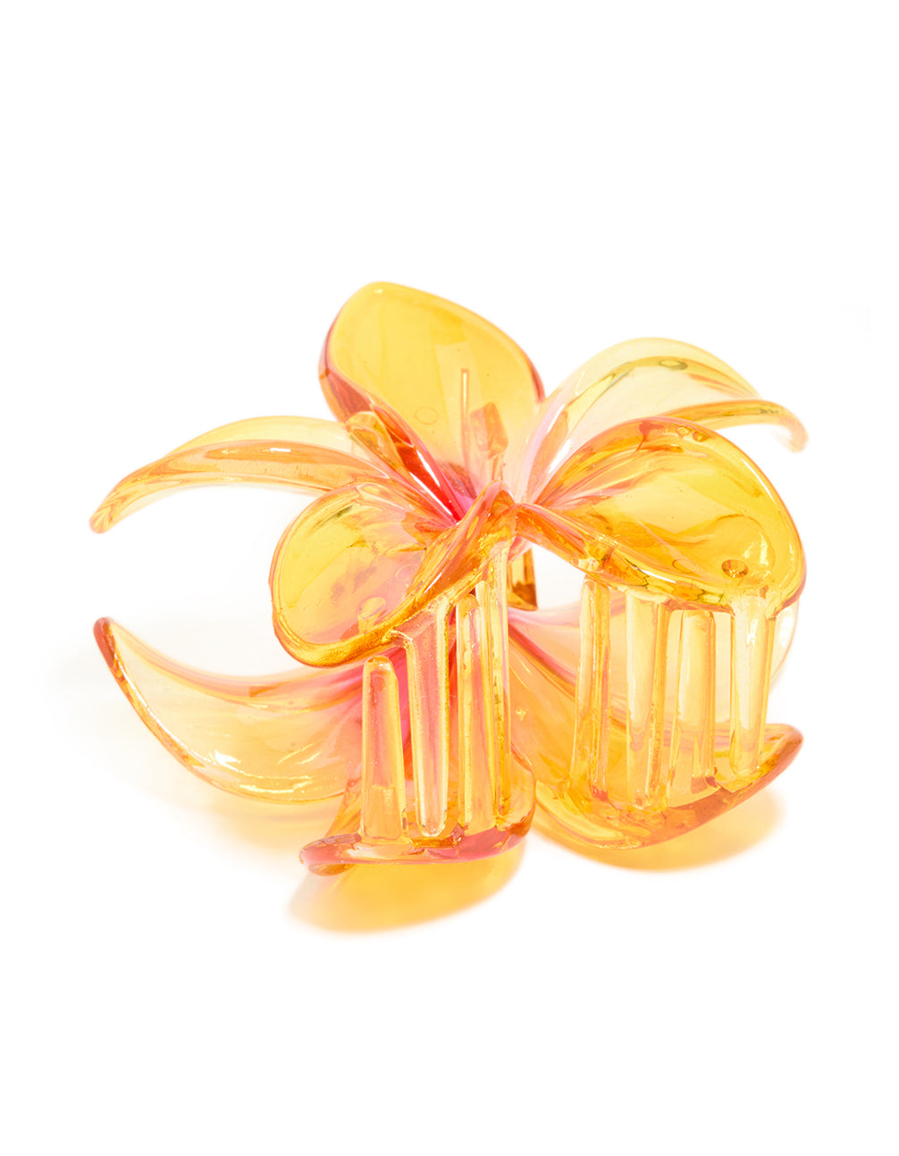 Dark Orange Ombre Frangipani Flower Claw Clip