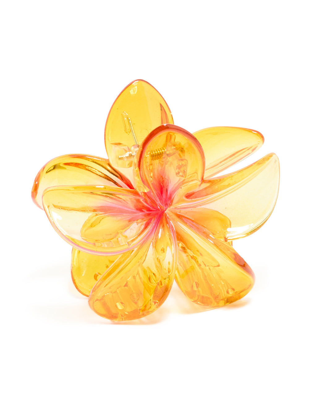 Dark Orange Ombre Frangipani Flower Claw Clip