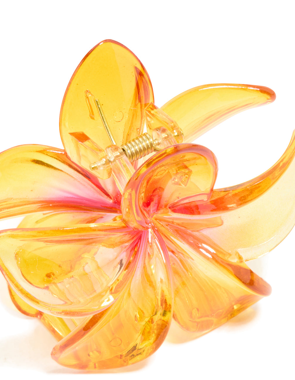 Dark Orange Ombre Frangipani Flower Claw Clip