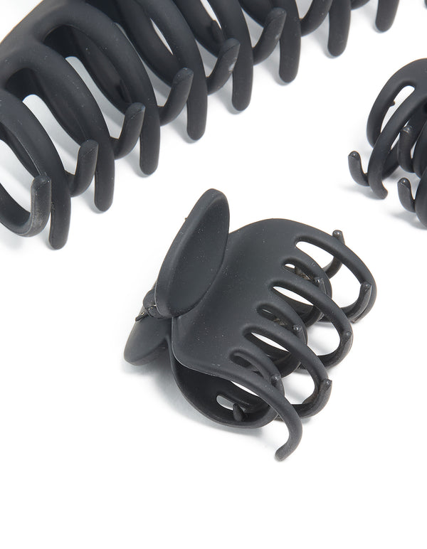 Black Basic Mini & Large Claw Clips 3-Pack