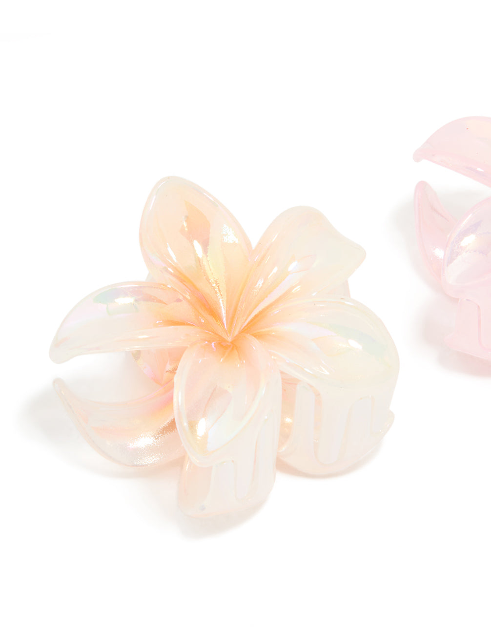 Pink & Yellow Frangipani Flower Medium Claw Clips 2-Pack