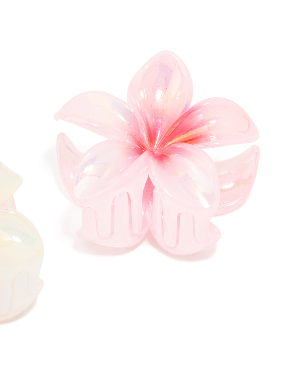 Pink & Yellow Frangipani Flower Medium Claw Clips 2-Pack