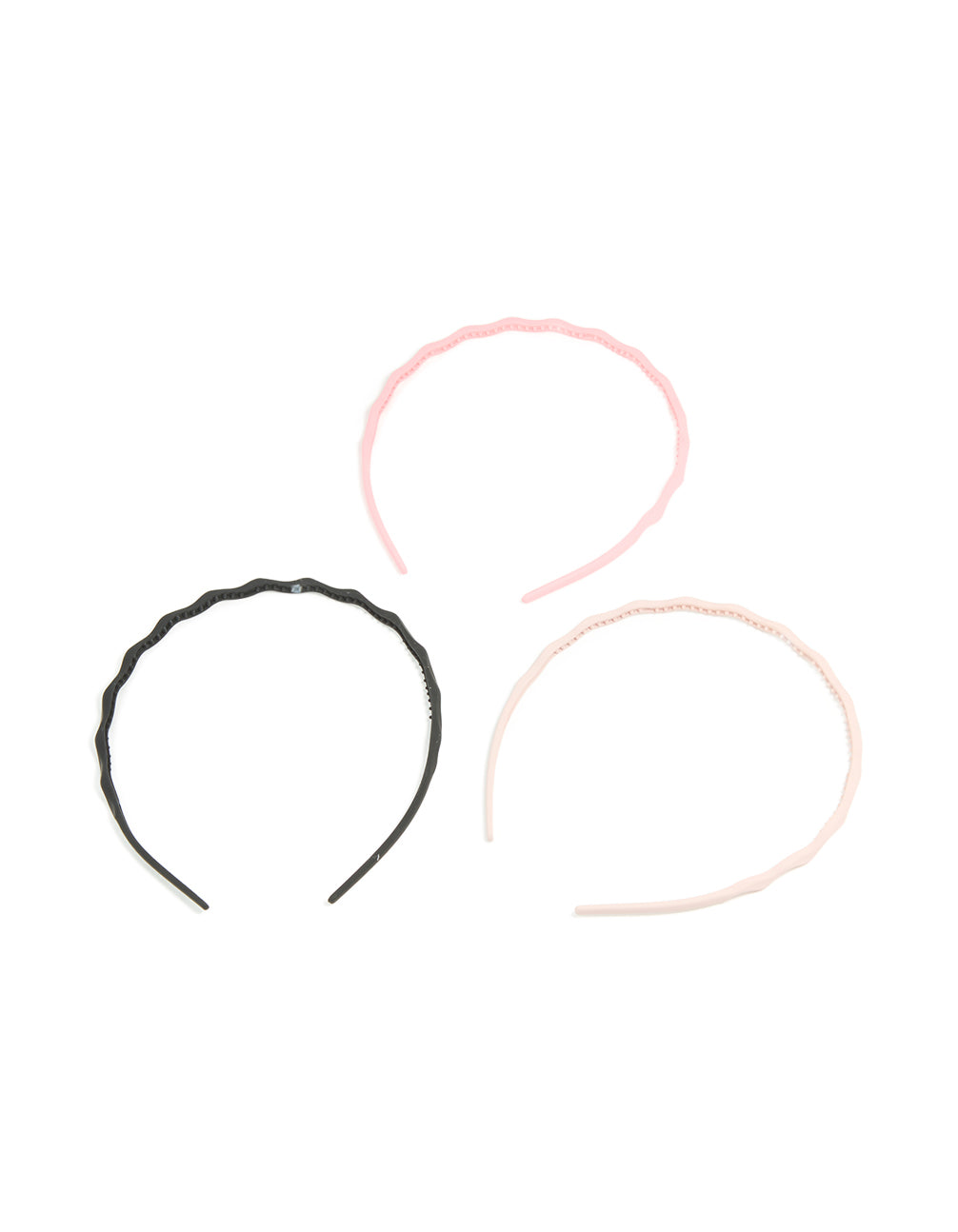 Black & Pink Wavy Basic Headbands 3-Pack