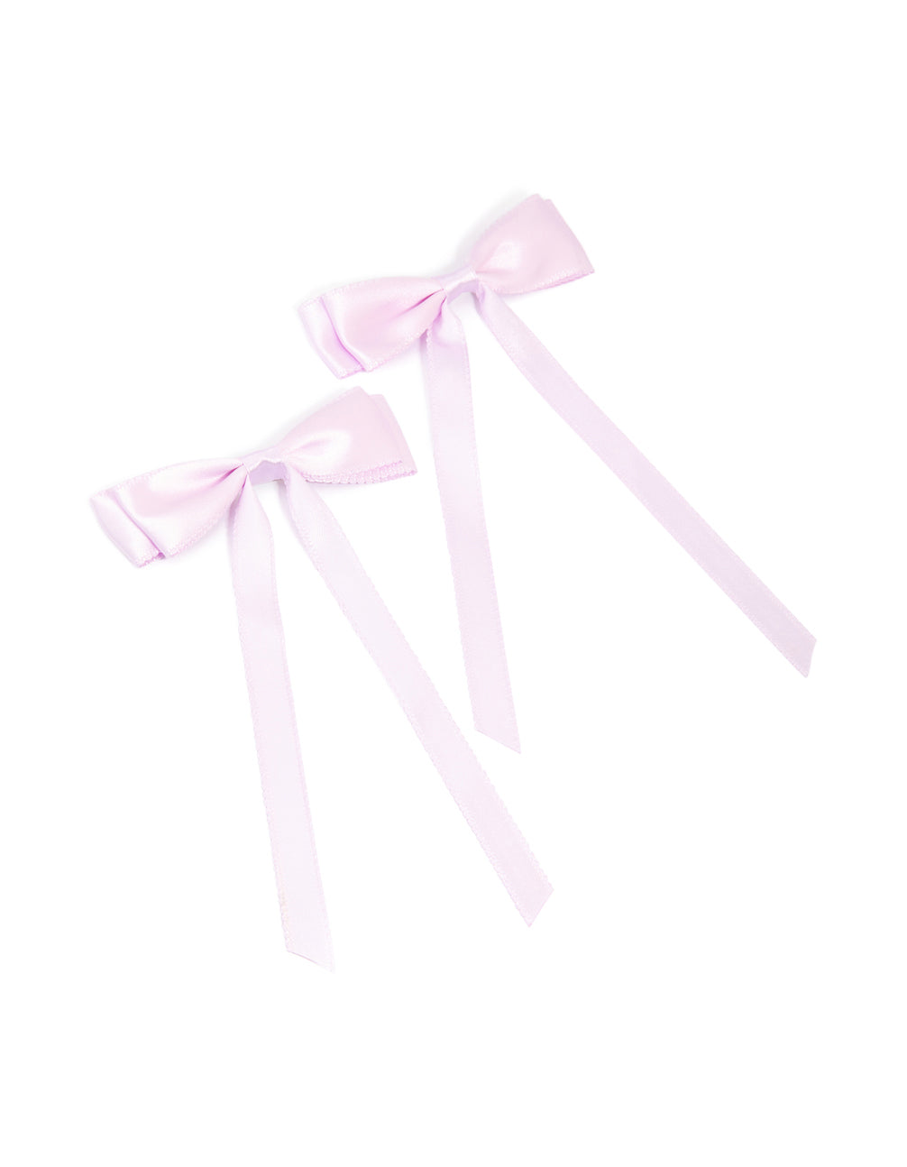Light Purple Satin Fabric Scallop Bow Hair Clips 2-Pack