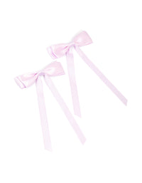 Light Purple Satin Fabric Scallop Bow Hair Clips 2-Pack - link has visual effect only