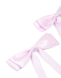 Light Purple Satin Fabric Scallop Bow Hair Clips 2-Pack - link has visual effect only