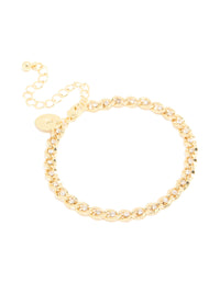 Gold Plated Brass Cubic Zirconia Diamante Chain Bracelet - link has visual effect only