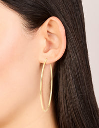 Gold Plated Large Thin Hoop Earrings - link has visual effect only