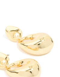 Gold Plated Molten Oval Drop Earrings - link has visual effect only