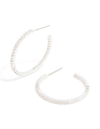 Silver Plated Thin Cubic Zirconia Hoop Earrings - link has visual effect only