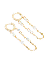 Gold Plated Cubic Zirconia Chain Huggie Earrings - link has visual effect only