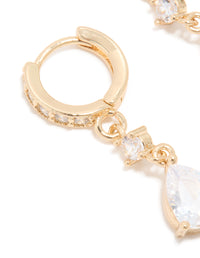 Gold Plated Cubic Zirconia Pear Drop Huggie Earrings - link has visual effect only