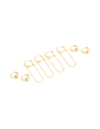 Gold Plated Cubic Zirconia Chained & Rondell Huggie Earrings 4-Pack - link has visual effect only