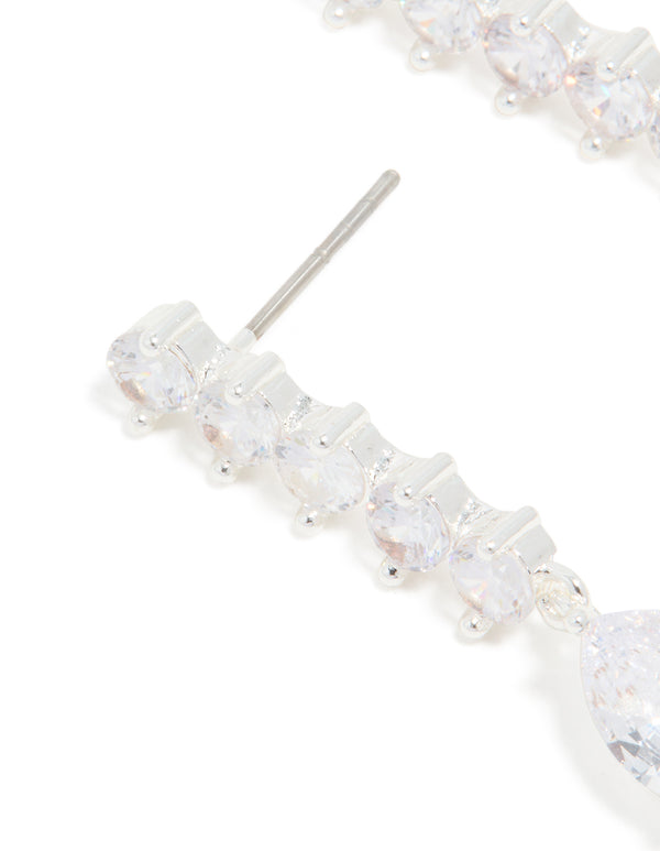 Silver Plated Cubic Zirconia Lovely Pear Drop Earrings