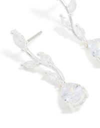 Silver Plated Cubic Zirconia Lovely Pear Vine Earrings - link has visual effect only