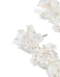Silver Plated Cubic Zirconia Dazzling Leaf Drop Earrings - link has visual effect only