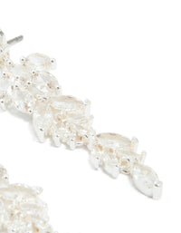 Silver Plated Cubic Zirconia Dazzling Leaf Drop Earrings - link has visual effect only