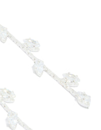 Silver Plated Cubic Zirconia Gleaming Leaf Drop Earrings - link has visual effect only