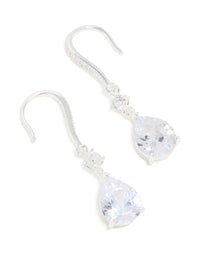 Silver Plated Radiant Cubic Zirconia Hook Earrings - link has visual effect only