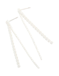 Silver Plated Cubic Zirconia Mixed Textured Cup Chain Drop Earrings - link has visual effect only