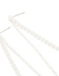 Silver Plated Cubic Zirconia Mixed Textured Cup Chain Drop Earrings - link has visual effect only
