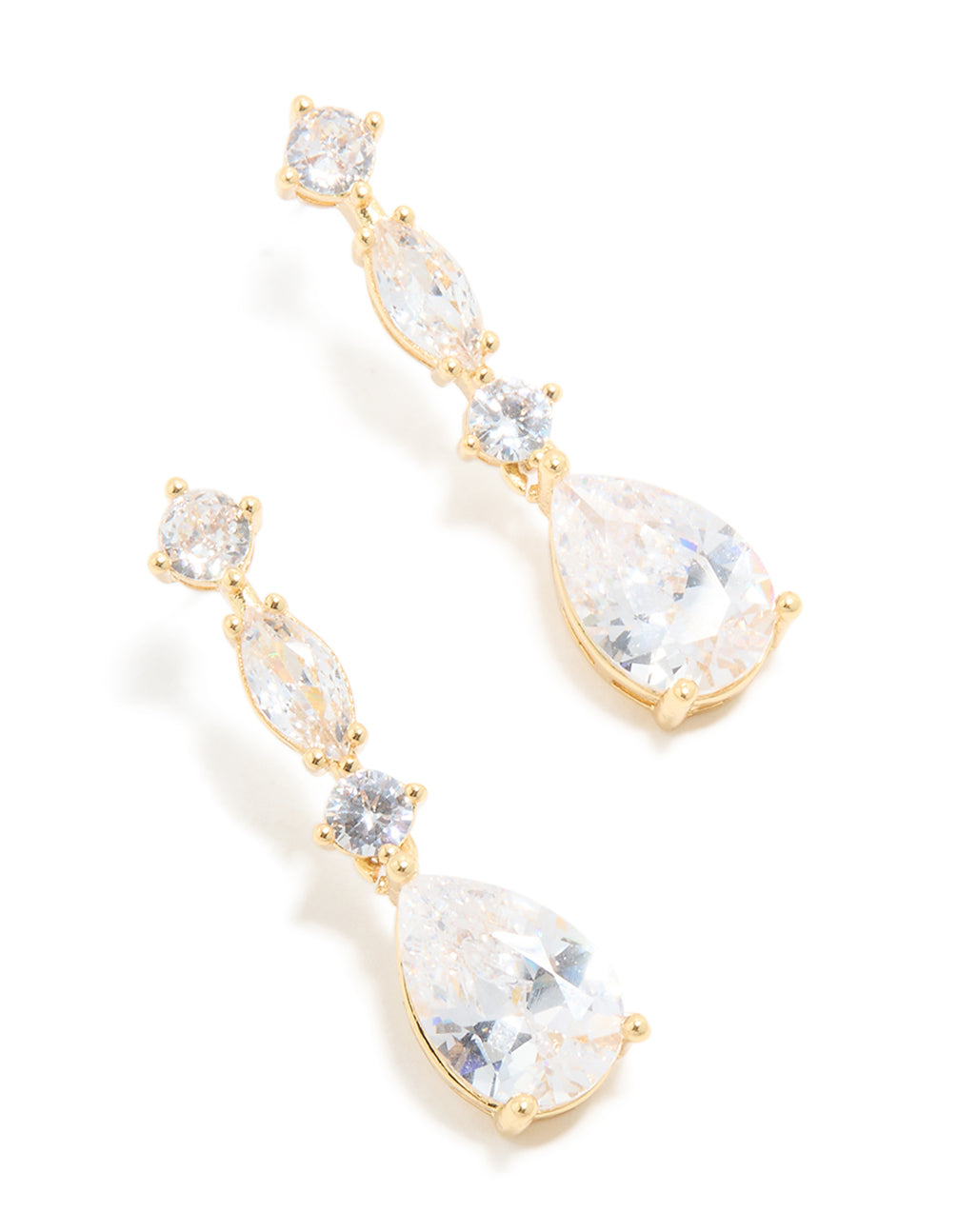 Gold Plated Mini Cubic Zirconia Fancy Drop Earrings