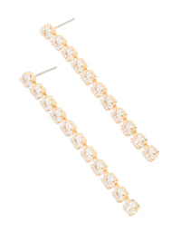 Gold Plated Cubic Zirconia Long Floral Drop Earrings - link has visual effect only