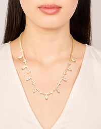 Gold Plated Cubic Zirconia Large Marquise Droplets Necklace - link has visual effect only