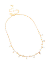 Gold Plated Cubic Zirconia Large Marquise Droplets Necklace - link has visual effect only