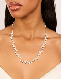 Silver Plated Cubic Zirconia Dazzling Pear Statement Necklace - link has visual effect only