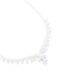 Silver Plated Cubic Zirconia Dazzling Pear Statement Necklace - link has visual effect only