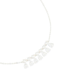 Silver Plated Cubic Zirconia 7-Pear Pendants Necklace - link has visual effect only