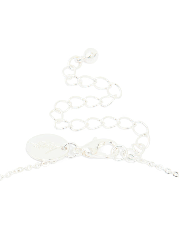 Silver Plated Cubic Zirconia 7-Pear Pendants Necklace